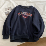 Diana Harvard Sweatshirt Letter Embroidery Velvet Padded Thickened Sweater