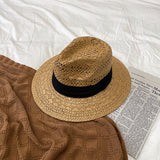 Straw Hat Sun-Proof Straw Hat Women's Summer Beach Sun Hat Jazz Top Hat