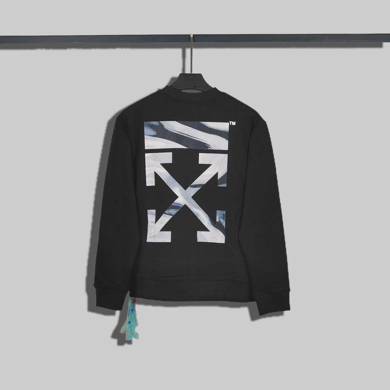 Off White Sweatshirts Long Sleeve round Neck Sweater for Autumn and Winter Embroidered Small Icon Back Texture round Neck Sweater