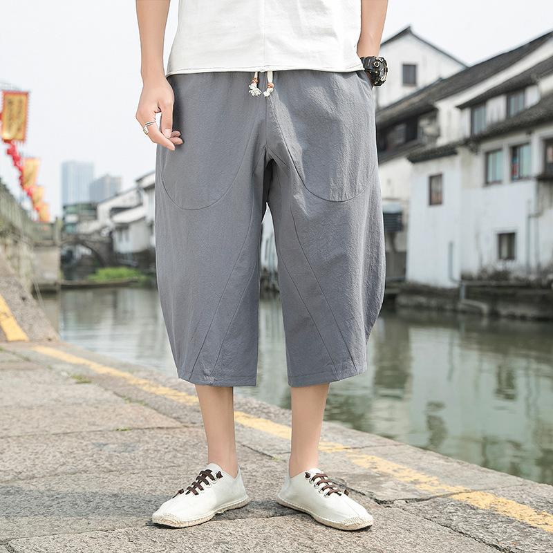 Linen Pants Straight Leg Pants Drawstring Lightweight Elastic Beach Pants Linen Men's Clothing Casual and Comfortable