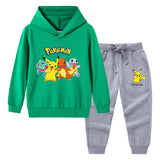 Children Pokemon Pikachu Hoodie & Pant Set Sweater Suit Cotton Trendy