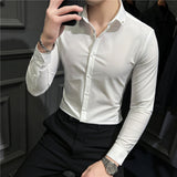 Men Shirts Lapel Long Sleeve Shirt