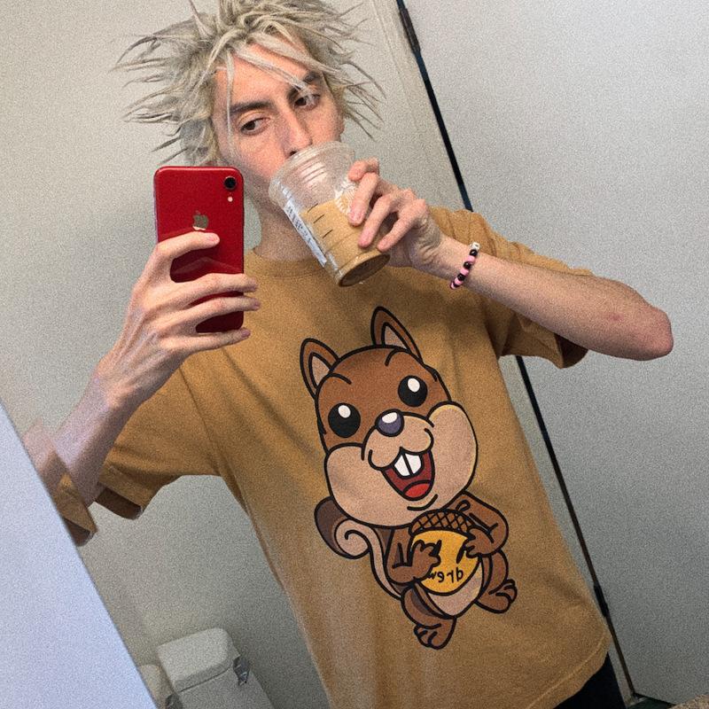 Justin Bieber Drew House Drew Cartoon Squirrel Printed Short Sleeve Tshirt Tshirt
