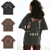 Man Tees Retro Alphabet Wash Short Sleeve T-shirt