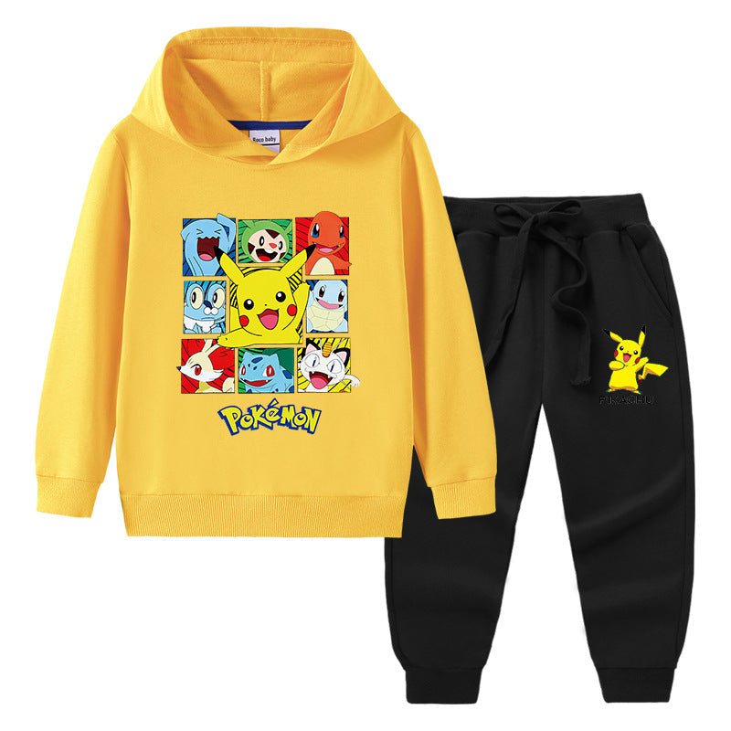 Children Pokemon Pikachu Hoodie & Pant Set Sweater Suit Cotton Trendy