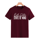 Beth Dutton Outfits State of Mind Lettered Casual Short Sleeve T-shirt