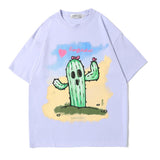 Men's T Shirt Summer Casual Tops Cactus Printed Short Sleeve T-shirt Men's Boyfriend Harajuku Style Trendy Loose Half Sleeve T-shirt