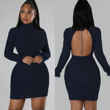 Bella Hadid Dress Backless Sexy Dress Feather Long Sleeve Narrow