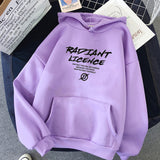 Slogan Graphic Hoodie Blue Printed Coat