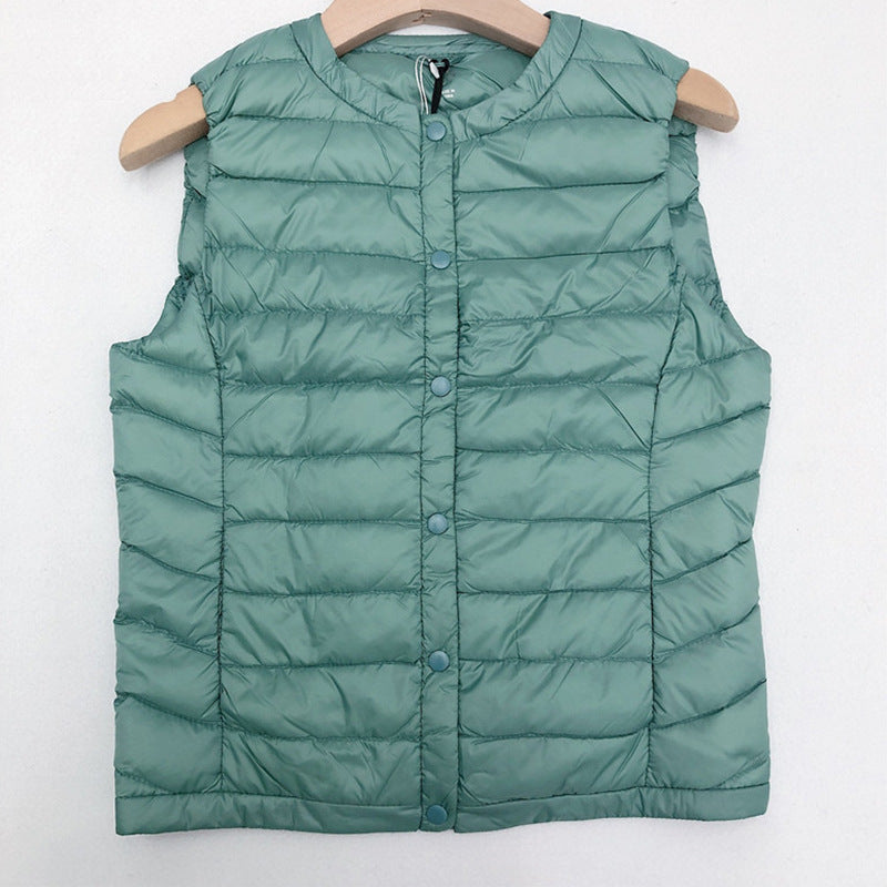 Women Winter Coats Puffer down Vest Autumn and Winter Women's Light Light Vest round Neck None