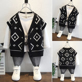 Toddler Boys Sweater Boys' Sweater V-neck Vest Knitted Spring and Autumn