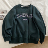 Diana Harvard Sweatshirt Letter Embroidery Velvet Padded Thickened Sweater