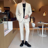 Double Brewed Seersucker Suit Spring Men Leisure Suit