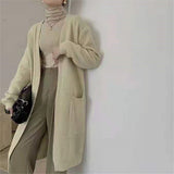 Beth Dutton Outfits Mid-Length Sweater Coat Women's Autumn Loose Knitted Cardigan Outer Shawl