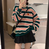 Diana Harvard Sweatshirt Vintage Stripe Sweatshirt Loose