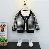 Toddler Boys Sweater Boys' Knitted Plaid Sweater Cardigan Coat