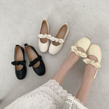 Nude Pumps Block Heel Mary Jane Bowknot Sweet Leather Shoes