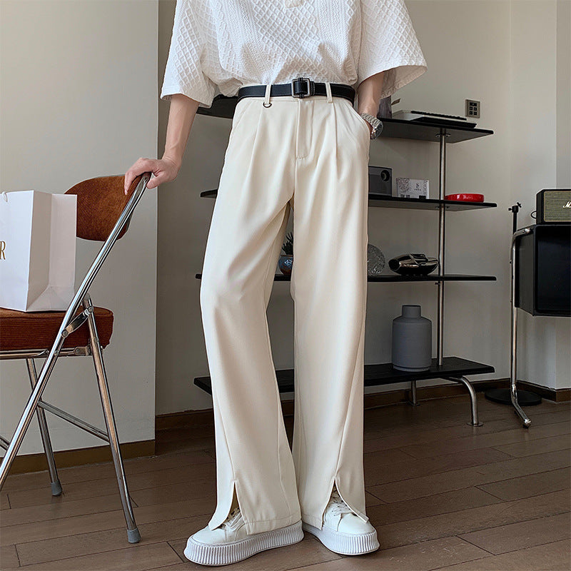 Men Suit Pants Split Casual Suit Pants Wide-Legged Versatile