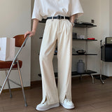 Men Suit Pants Split Casual Suit Pants Wide-Legged Versatile