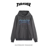 Thrasher Hoodie Flame Sweater Autumn and Winter Sports Loose Hooded