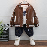Toddler Boys Jackets Boy's Leather Jacket Coat Children's Baseball Uniform