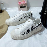Cow Print Hey Dude Shoes Low-Cut Canvas Shoes Casual Lace up Board Shoes Student Shoes Female