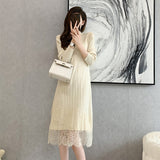 Fairy Dress Fall plus Size Lace Fairy Dress Female Base Sweater Dress