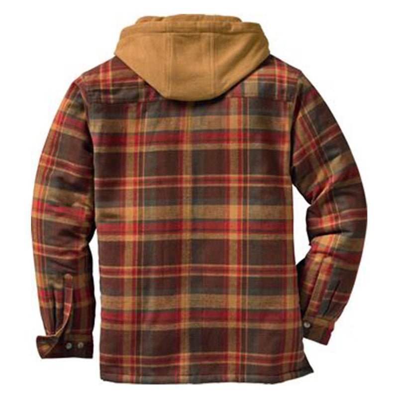 Mens Flannel Jacket with Hoodie Autumn and Winter Extra Large Size Plaid, Brushed Warm Shirt Jacket Hoodie