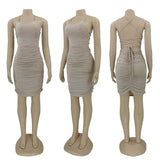 Bella Hadid Dress Lace-up Sexy Tight Backless Suspender Dress