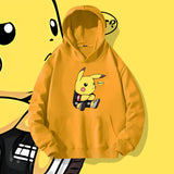 Men and Women Pokemon Pikachu Hoodie Loose Shoulder Long Sleeve