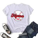 Boy Mama T Shirt Baseball Mama Printed Short Sleeve T-shirt