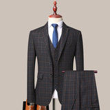 Seersucker Suit Men's Three-Piece Business Suit