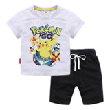 Children Pokemon Pikachu Tshirts & Shorts Cotton Short Sleeve Shorts Two Pieces Neutral
