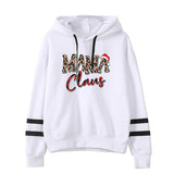 Boy Mama Hoodie Christmas Leopard Print Parallel Bars and Stripes Sweatshirt