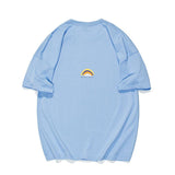 Men T Shirt Summer Casual Tops Men's Clothes Summer Wear Retro Men's round Neck Short Sleeve Casual Loose Rainbow Printing T-shirt