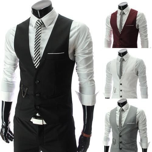 Tuxedo Vests Men's Suit Vest Business Casual Solid Color Vest