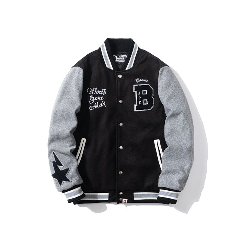 BAPE Varsity Jacket Embroidery Stitching Jacket Baseball Uniform Coat Casual Jacket