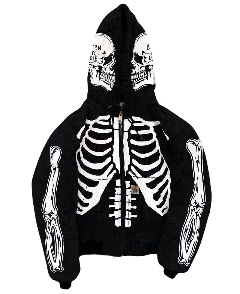 Skeleton Hoodie Spring and Autumn Thin Skull Hooded Sweater Cardigan