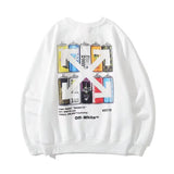 Off White Long Sleeve Round Neck Neck Fleece Sweatshirts Autumn and Winter Pattern round Neck Pullover and Fleece Sweater