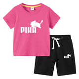 Children Pokemon Pikachu Tshirts & Shorts Cotton Short Sleeve Shorts Two Pieces Neutral