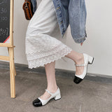 Nude Block Heel Sandals Mary Jane Shoes