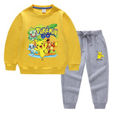 Children Pokemon Pikachu Hoodie & Pant Set Two-Piece Baby Cotton Sweater Set
