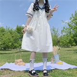 Gothic Lolita Harajuku Style Clothing College Style Girl Sailor Collar Sailor Suit Gathers Short Sleeve Dress