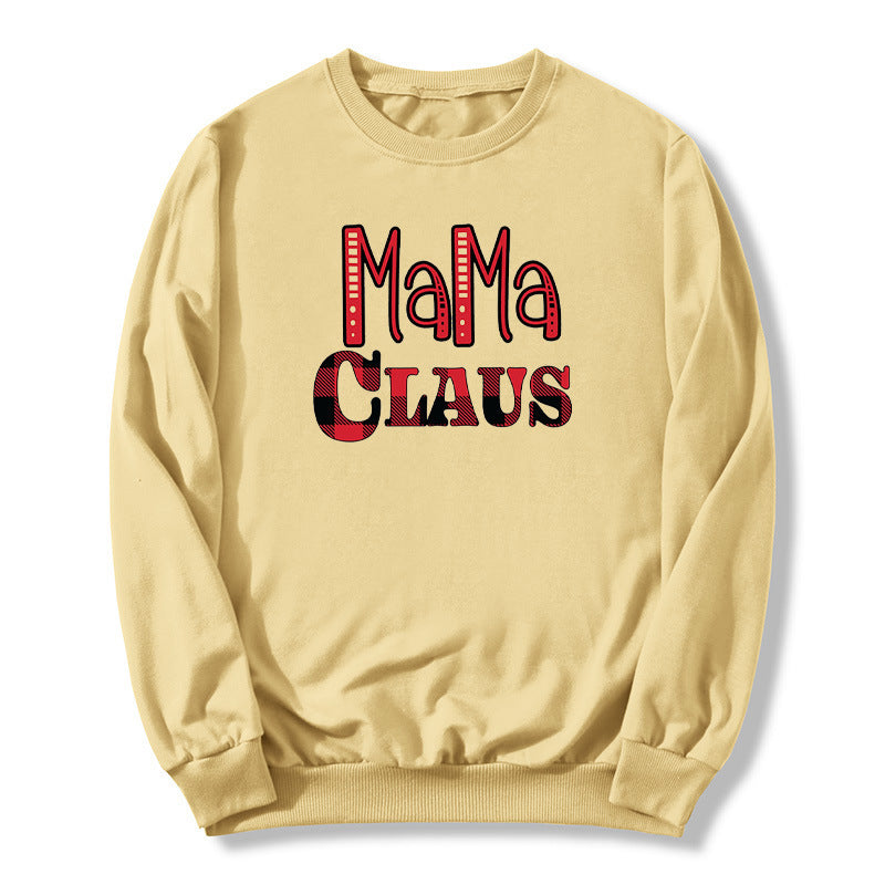 Boy Mama Hoodie Red Plaid Mama Printed Crew Neck Sweatshirt
