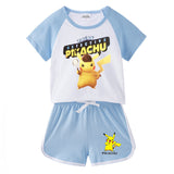 Children Pokemon Pikachu Tshirts & Shorts Short-Sleeved T-shirt Shorts Two-Piece Sports Neutral