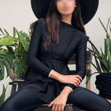 Burkini Swimwear Muslim Fashion Outfits Plus Size Long Sleeve Trousers Black Slimming Women's Swimwear