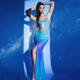Music Festivals Rave Outfits Dress Summer Sexy Low Cut out Slim-Fit See-through Dress
