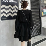 Gothic Lolita Harajuku Style Clothing Autumn Dark Lace V-neck Patchwork Dress