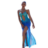 Music Festivals Rave Outfits Dress Summer Sexy Low Cut out Slim-Fit See-through Dress
