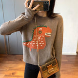 Dinosaur Sweaters round Neck Knitted Sweater